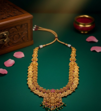 Sri Lakshmi Dual-Layer Kasu Temple Necklace