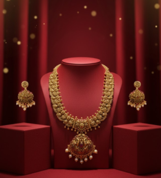Festive Lakshmi Antique Gold Necklace Set – 2025 Edition
