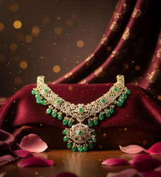 Emerald Cascade Diamond Bridal Necklace
