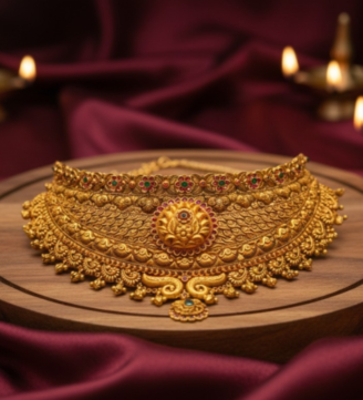 Rajeshwari Antique Temple Gold Choker