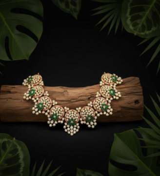 Emerald Ruby Pearl Designer Diamond Necklace