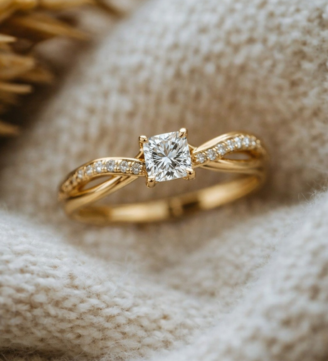 Princess Twist Diamond Solitaire Ring