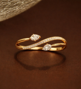 Twilight Wave Diamond Gold Ring